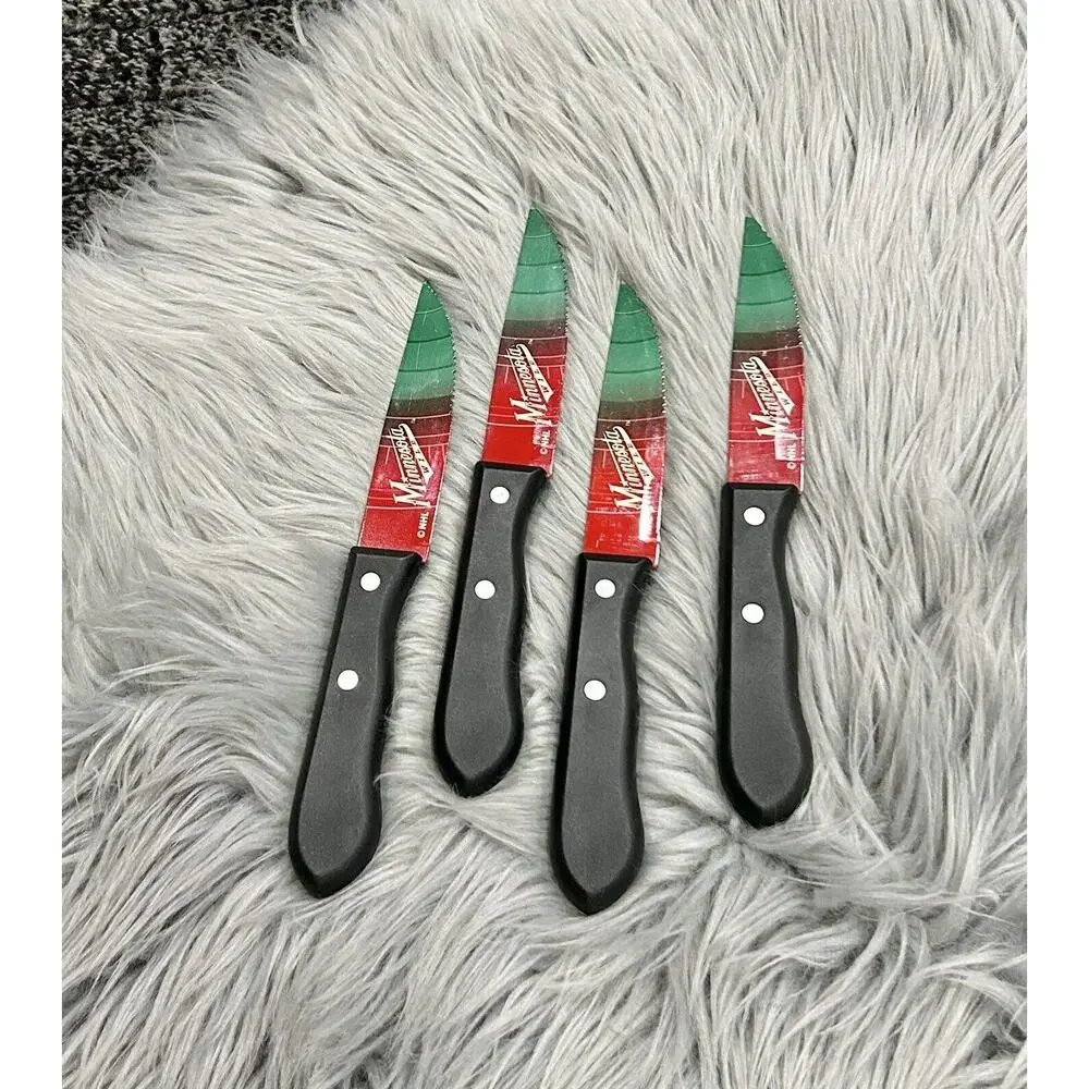 NHL Minnesota Wild Double Sided Logo Print Steak Knife 4pc Household Cutlery Set